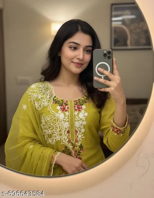 Jaipuri Style Kurti for Women (Green, Un Stitched)