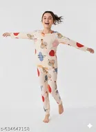 Cotton Blend Night Suit for Girls 