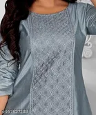 Floral Embroidered Cotton Silk Kurti for Women 