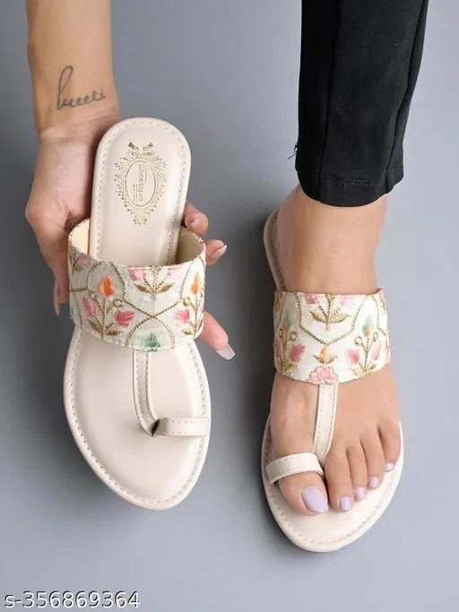 Printed Mid-Top Flats for Women (Cream, IND-3)