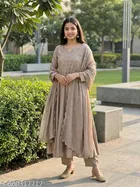 Printed Vichitra Silk Kurta Set for Women 