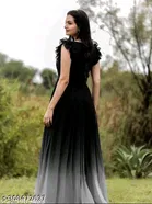 Solid Embroidered Balloon Maxi Gown for Women 