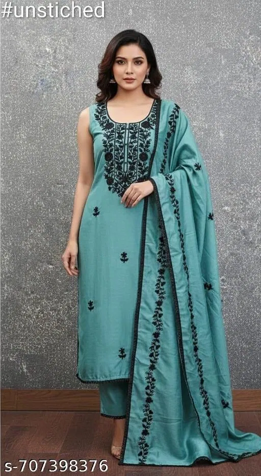 Vichitra Silk Punjabi/All Over Suits for Women (Multicolor, 5.85 meter (S)
