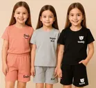 Cotton Clothing Set for Girls, Multicolour, Pack of 3 