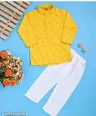 Floral Show Button Cotton Kurta Set for Boys 