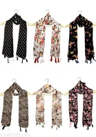 Poly Chiffon Scarves for Women, White, Pack of 6