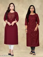 Geometric Printed A-line Kurti for Women, Pack of 2 