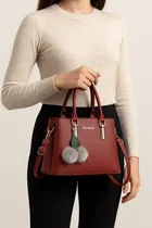 Leather Solid Satchel Bag for Women