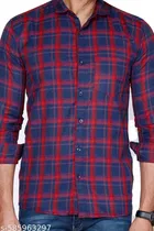 Cotton Blend Checked Shirt for Men, Red 