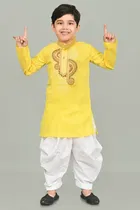 Cotton Embroidered Kurta with Patiyala Set for Boys 