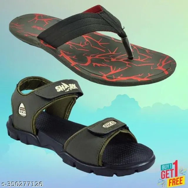 Sandal with Flipflop for Men (Multicolor, 10) (Pack of 2)
