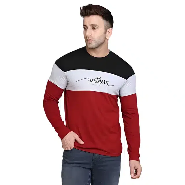 Best Hot Selling Cotton Blend Full Sleeves T-Shirt For Men (Multicolor, L)