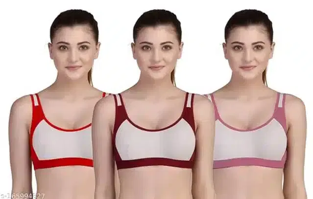 Hosiery Padded Bra for Women (Multicolor, 30B) (Pack of 3)