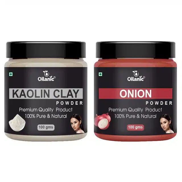 Natural Kaolin Clay & Onion Powder for Skin & Hair (Pack of 2, 100 g)