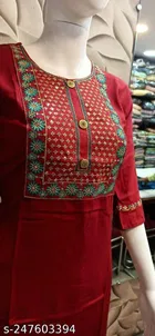 Rayon Slub Printed Kurti for Women 