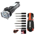 Rechargeable 6 in 1 Hammer Torch Emergency Light & 8 in 1 Screwdrivers (Multicolor, Set of 2)