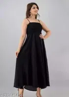 Poly Crepe Dress for Women (Black, XL)