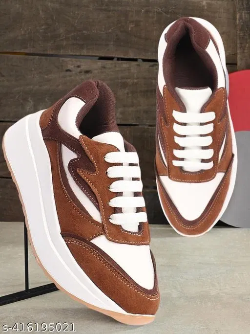 Casual Shoes for Women (Tan & White, 6)