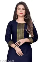 Stylish Cotton Blend Lace Printed Kurti For women (Navy Blue) (M)