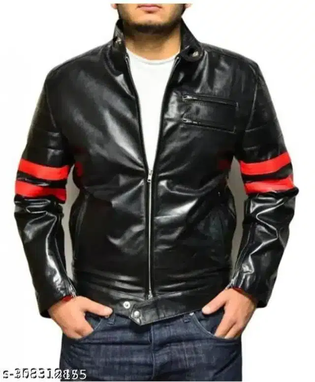Synthetic Jacket for Men (Black, XXL)