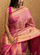 Silk Woven Design Saree for Women, Pink 