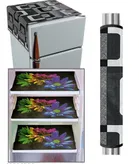 PVC Printed Fridge Top Cover with 3 Pcs Shelf Mats & Handle Cover 