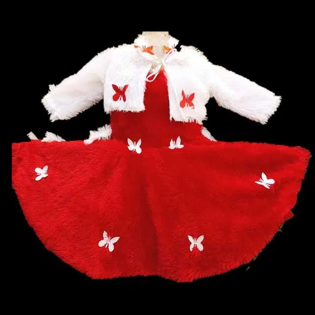 Lillions Best Designer Baby Doll Frock Dress For Girls (Red, 6-12 month) (A-7)