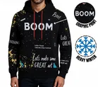 Fleece Printed Hoodie for Men, Black 