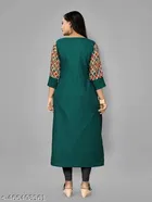 Solid Cotton Blend A-line Kurti for Women 