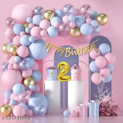 45 Pcs 2nd Birthday Decoration kit, Multicolour, Set of 1