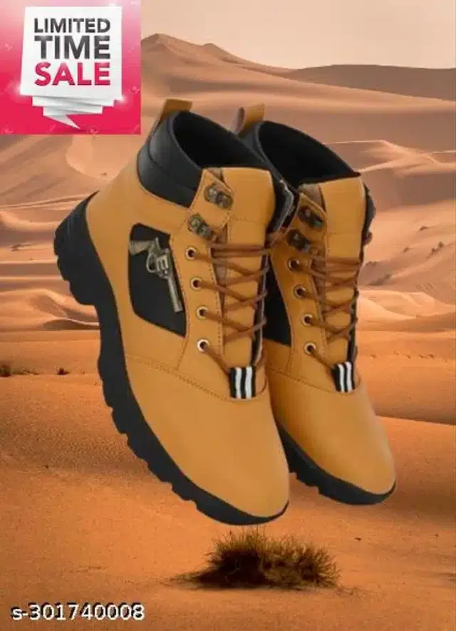 Boots for Men (Tan & Black, 10)