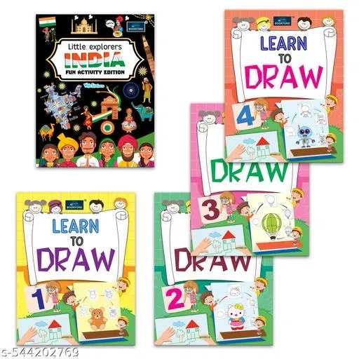 Little Explore INDIA Fun Activity & Sticker Book + Learn to Draw Part 1 to 4 – Set of 5 Engaging Drawing and Culture Books for Kids