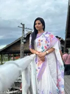 Cotton Linen Printed Saree for Women 