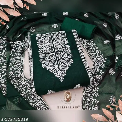 Cotton Punjabi/All Over Suits Semi-Stitched Suits for Women (Green, Un Stitched)