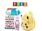 Combo of Fabric School Bag, Water Bottle, Lunch Box with All in One Book for Kids 