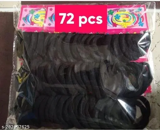 Polyester Hair Bands for Women, Pack of 72 (Black)