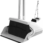 Enmora Active Broom and Dustpan Set Long Handled Broom Dustpan Combo - Upright Standing Lobby Broom and Dust Pan Brush w/Handle - Great Edge, Lightweight and Robust (Pack of 1)