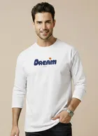 Polyester Printed T-shirt for Men, White 