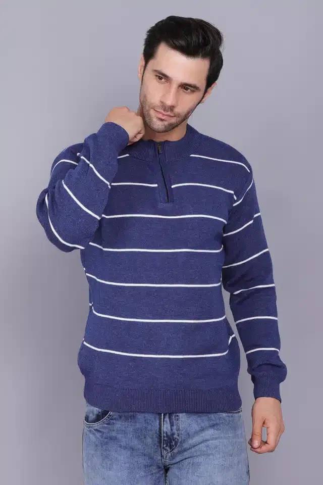 Full Sleeve Sweater for Men (Dark Blue, XL) (J16)
