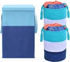 Canvas Laundry Basket,Blue & Green,  