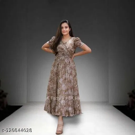 Animal Print Gown for Women (Black, 8XL)