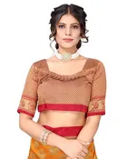 Art Silk Printed Saree for Women, Mustard 