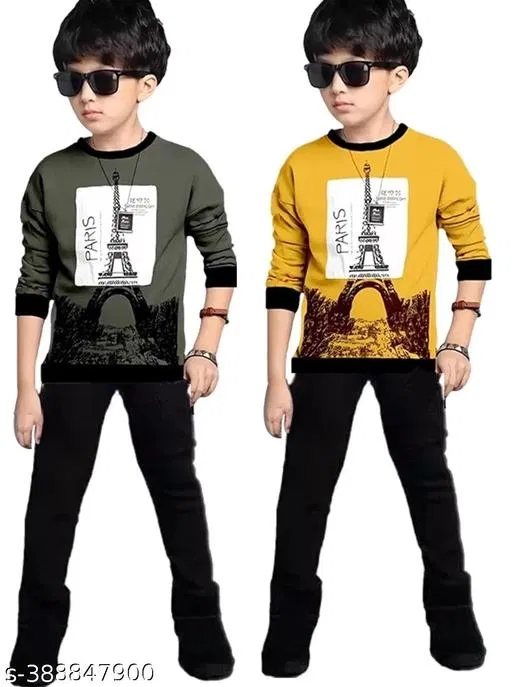 Cotton Clothing Set for Boys, Multicolour, Pack of 2 (12-13 Years)