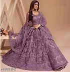 Net Embroidered Semi Stitched Lehenga Choli with Dupatta for Women 