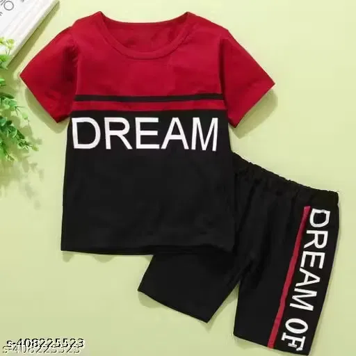 Premium Quality Cotton Blend Clothing Set for Boys ,Red & Black (4-6 Years)