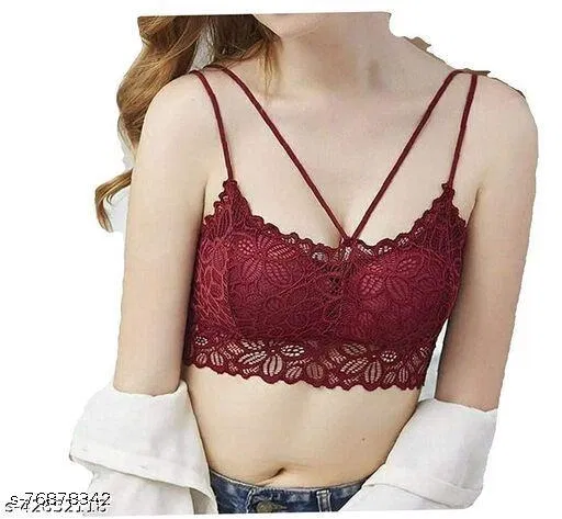 Net Bra for Women, Maroon (28B)