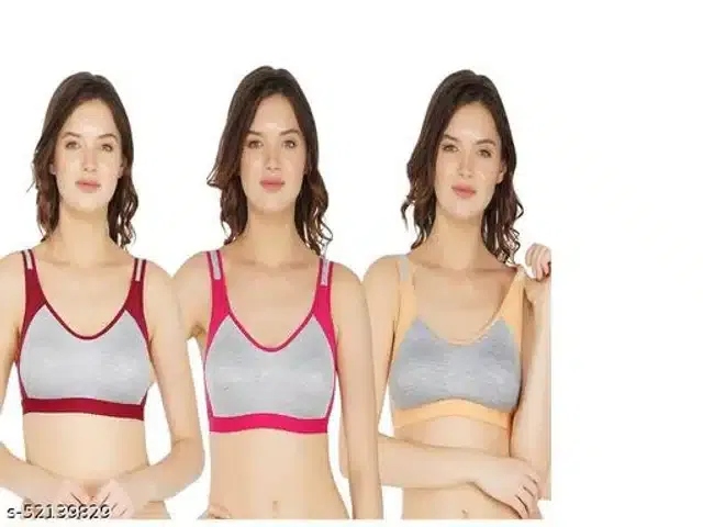 Hosiery Non Padded Bra for Women (Multicolor, 32A) (Pack of 3)