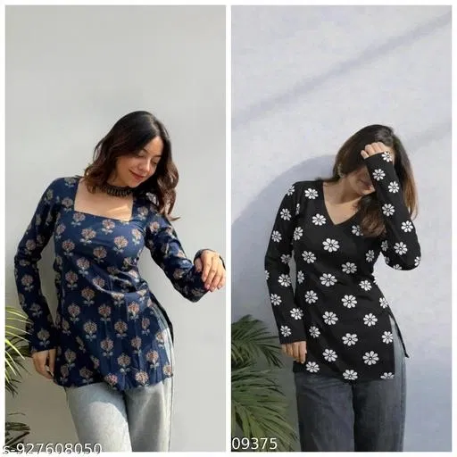 Kurti for Girls, Pack of 2 (Black, XXL)