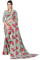 कनूड़ा प्रिंट्स फैंसी विमेंस जॉर्जेट फ्लावर प्रिंटेड साड़ी 