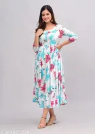 Printed Crepe Kurtis for Women, White 